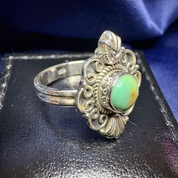 Ring*925 Sterling Silver and Turquoise Ring Vintage Inspired Design - Picture 4 of 6